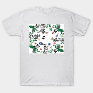 Nature& Birds Pattern T-Shirt